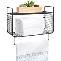 mDesign Repisa de baño de Metal – Estante de Pared con Dos baldas para Guardar champú- Sales de baño- cosméticos y Otros…